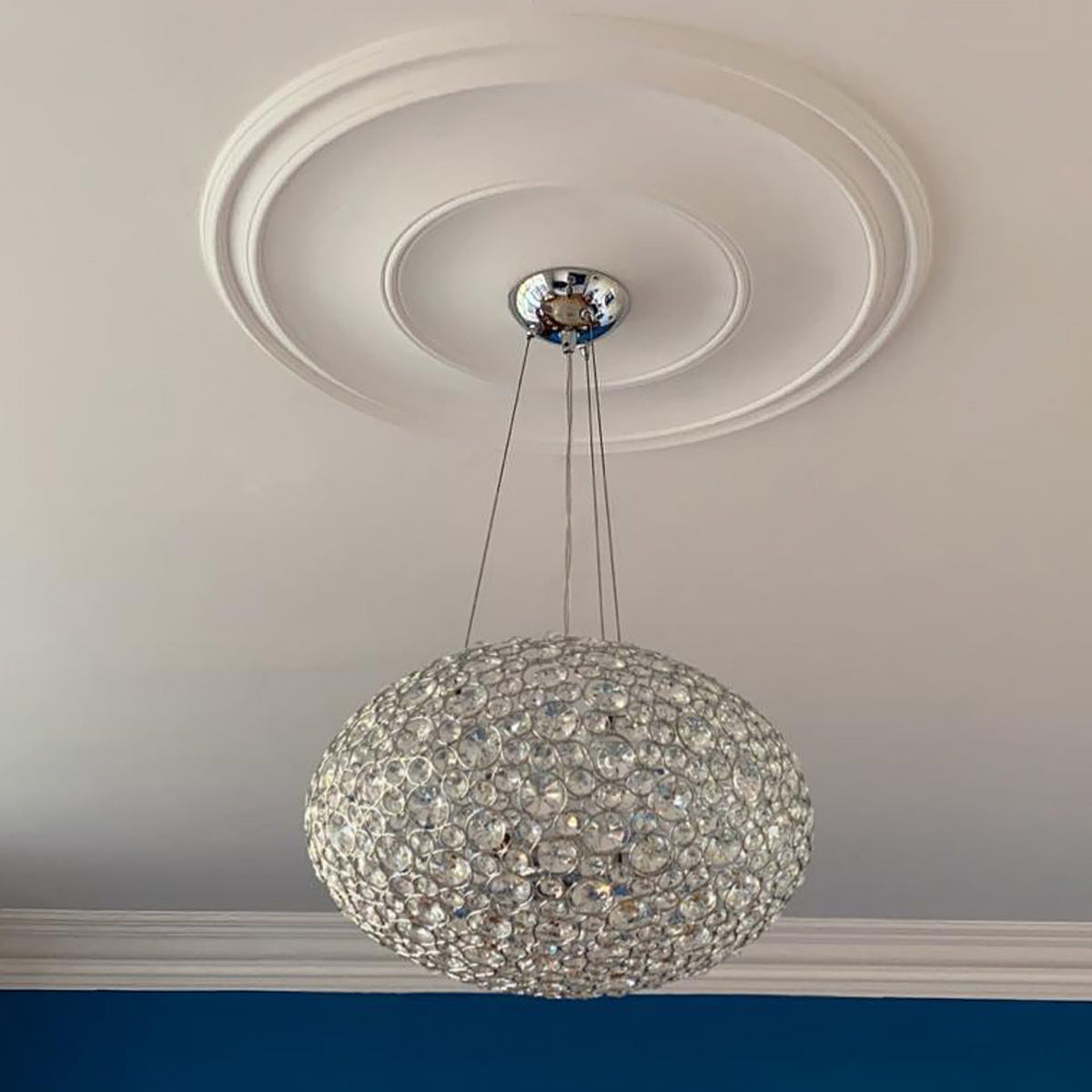Plain Spun Plaster Ceiling Rose from below