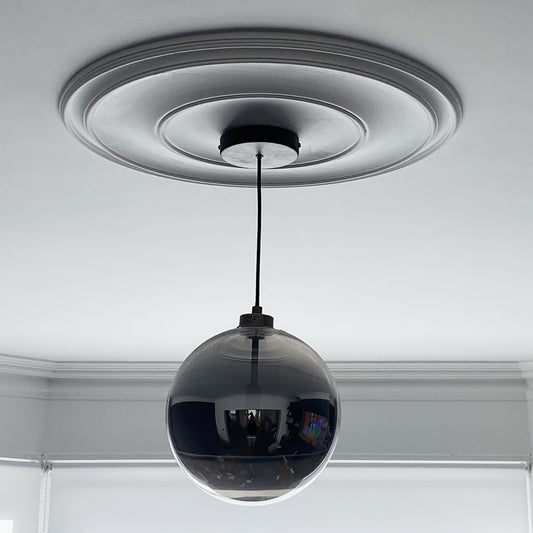 Plain Spun Plaster Ceiling Rose in modern room