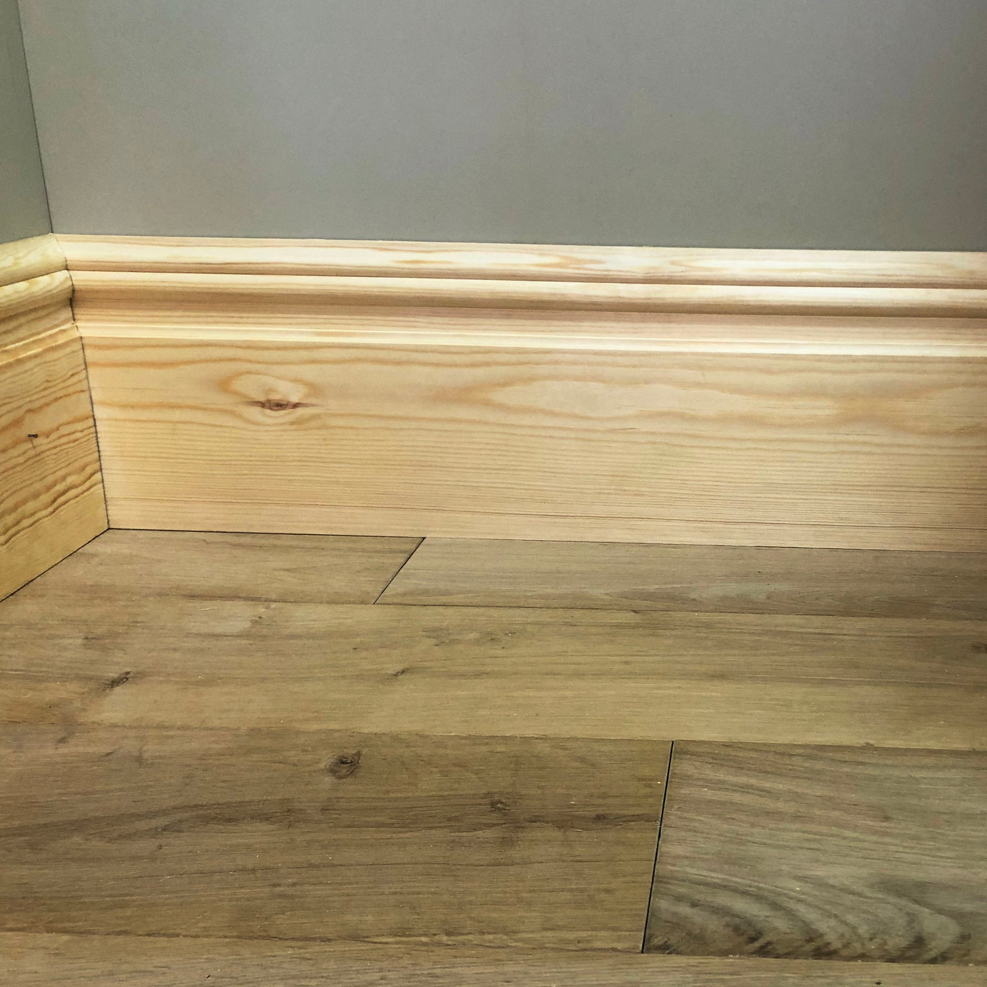 aspect of Nine Inch timber Skirting Board straight section 215mm x 21mm 