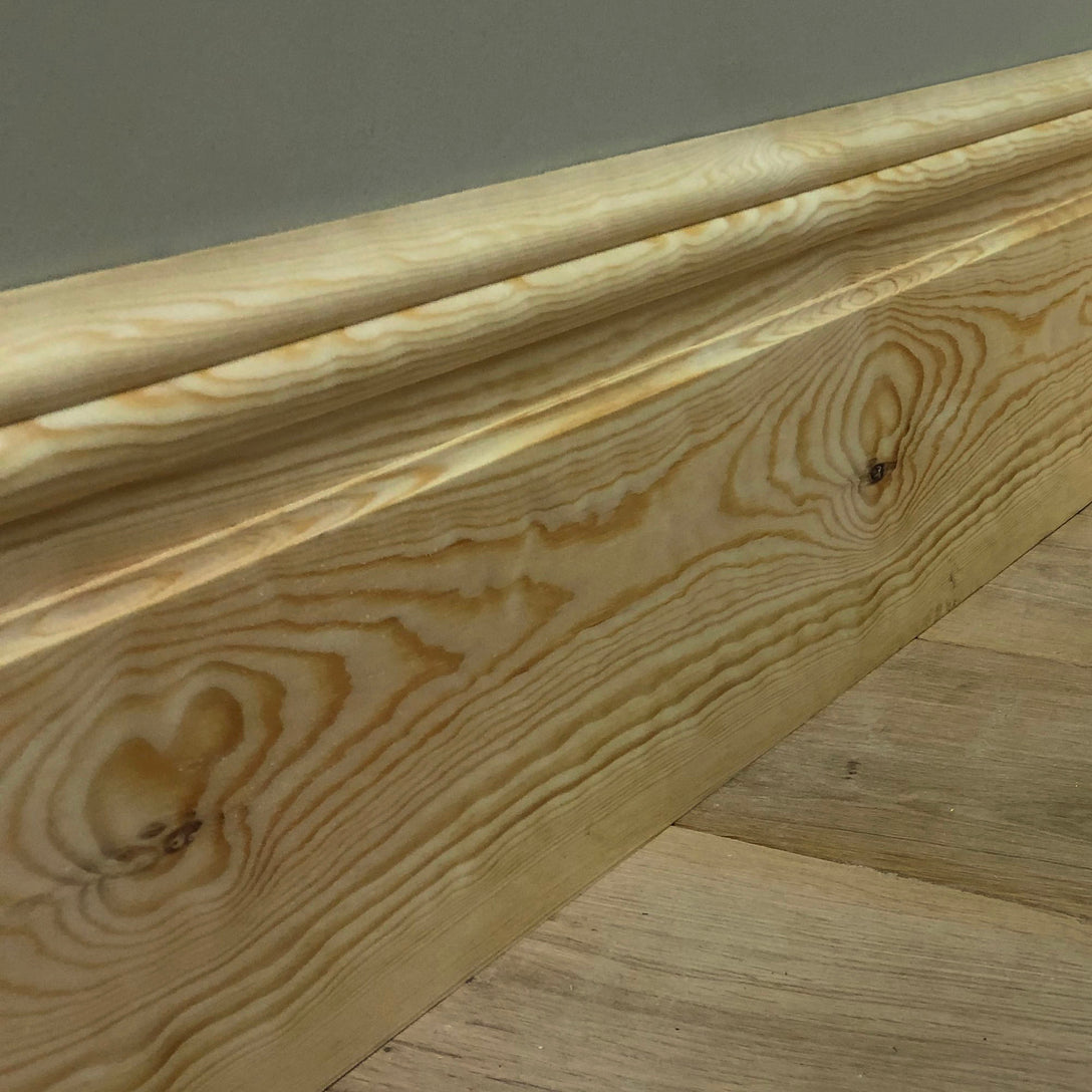 close up photo showing Nine Inch timber Skirting Board 215mm x 21mm