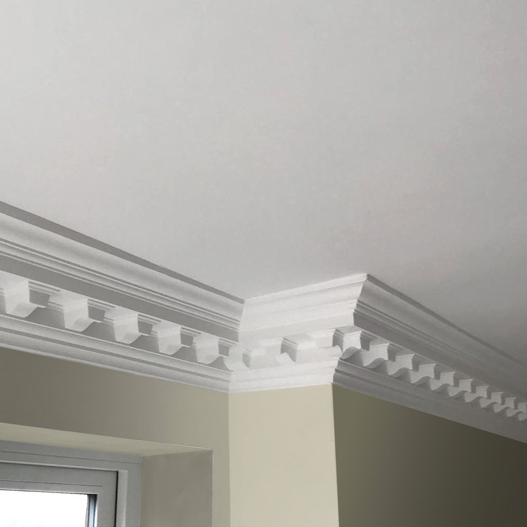 Large Victorian Modillion cornice in naturally-lit room