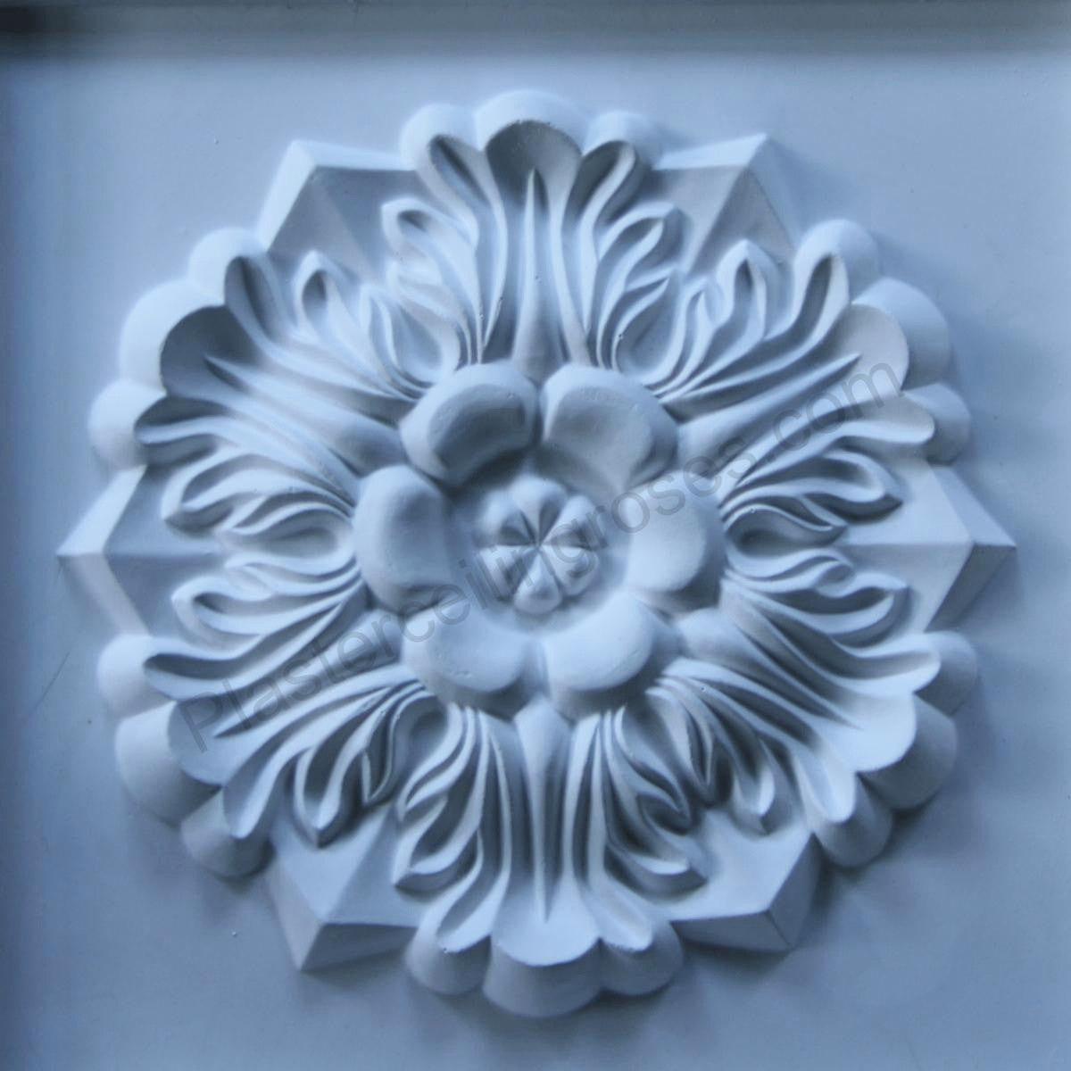 Square Floral Plaster Wall Plaque detailed display