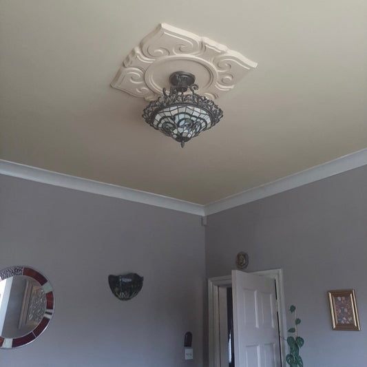 example of art nouveau square plaster ceiling rose - 560mm