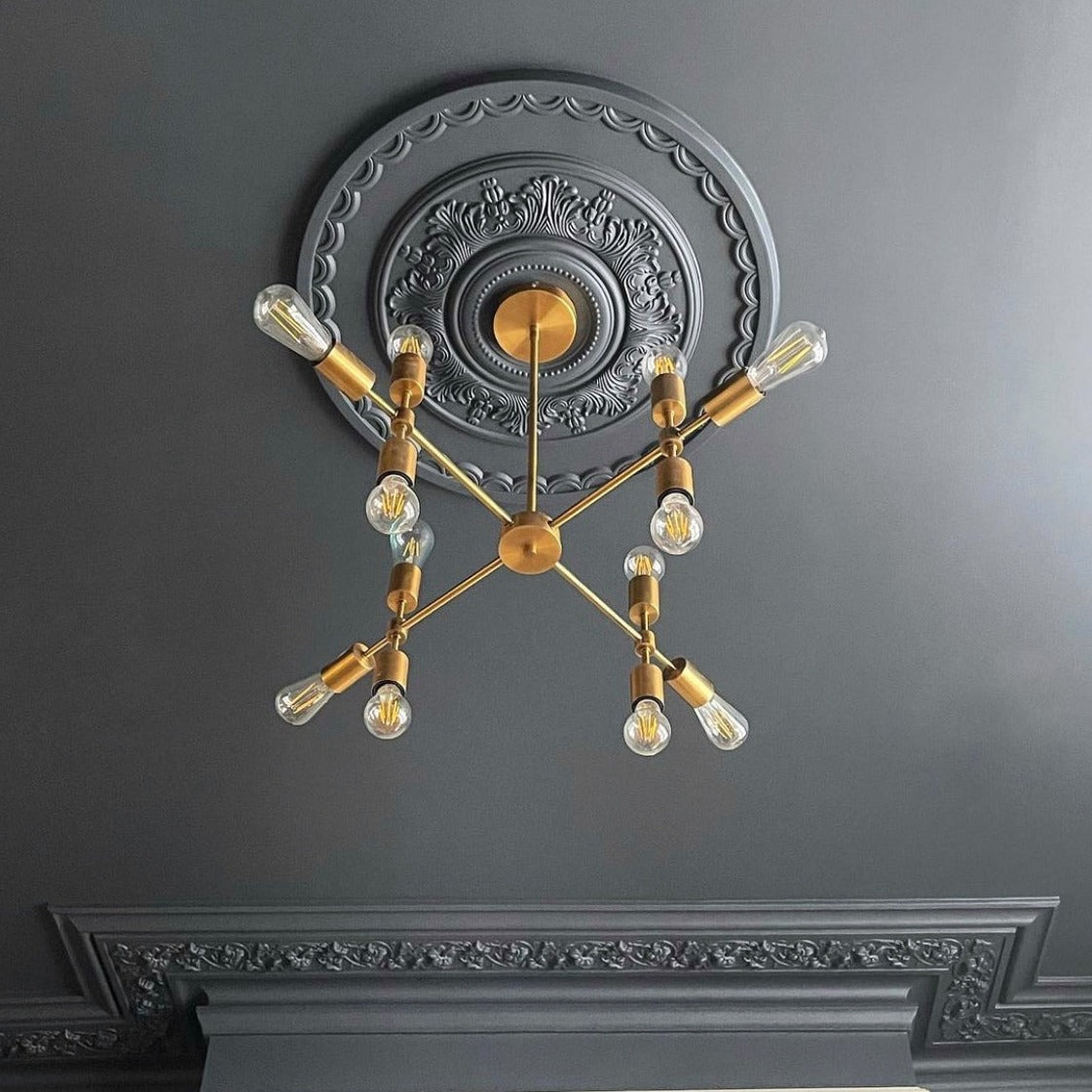 Acanthus Leaf Plaster Ceiling Rose in grey colour