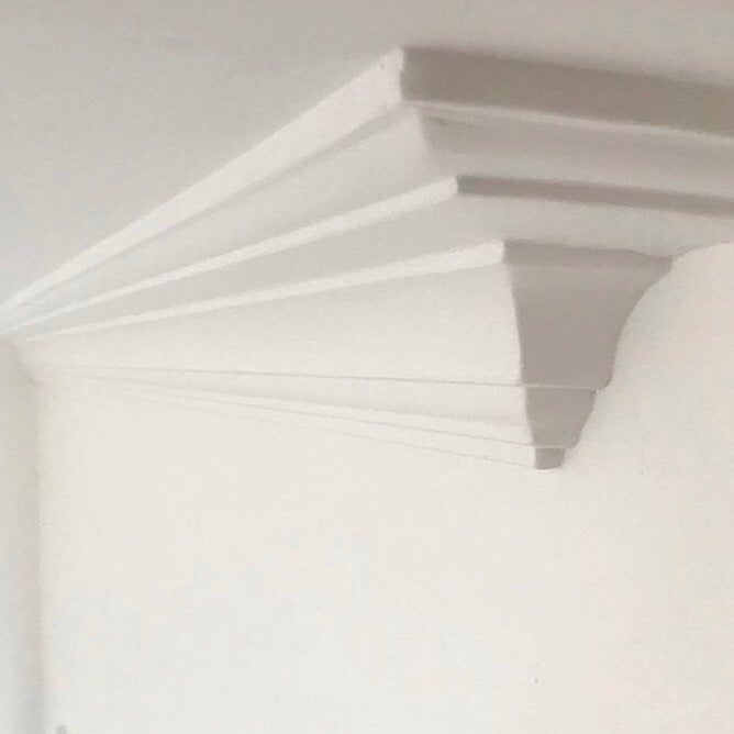 image shows victorian Plaster Coving end section - 110mm Drop 