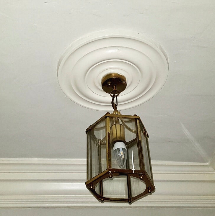 Plain Spun Plaster Ceiling Rose from below