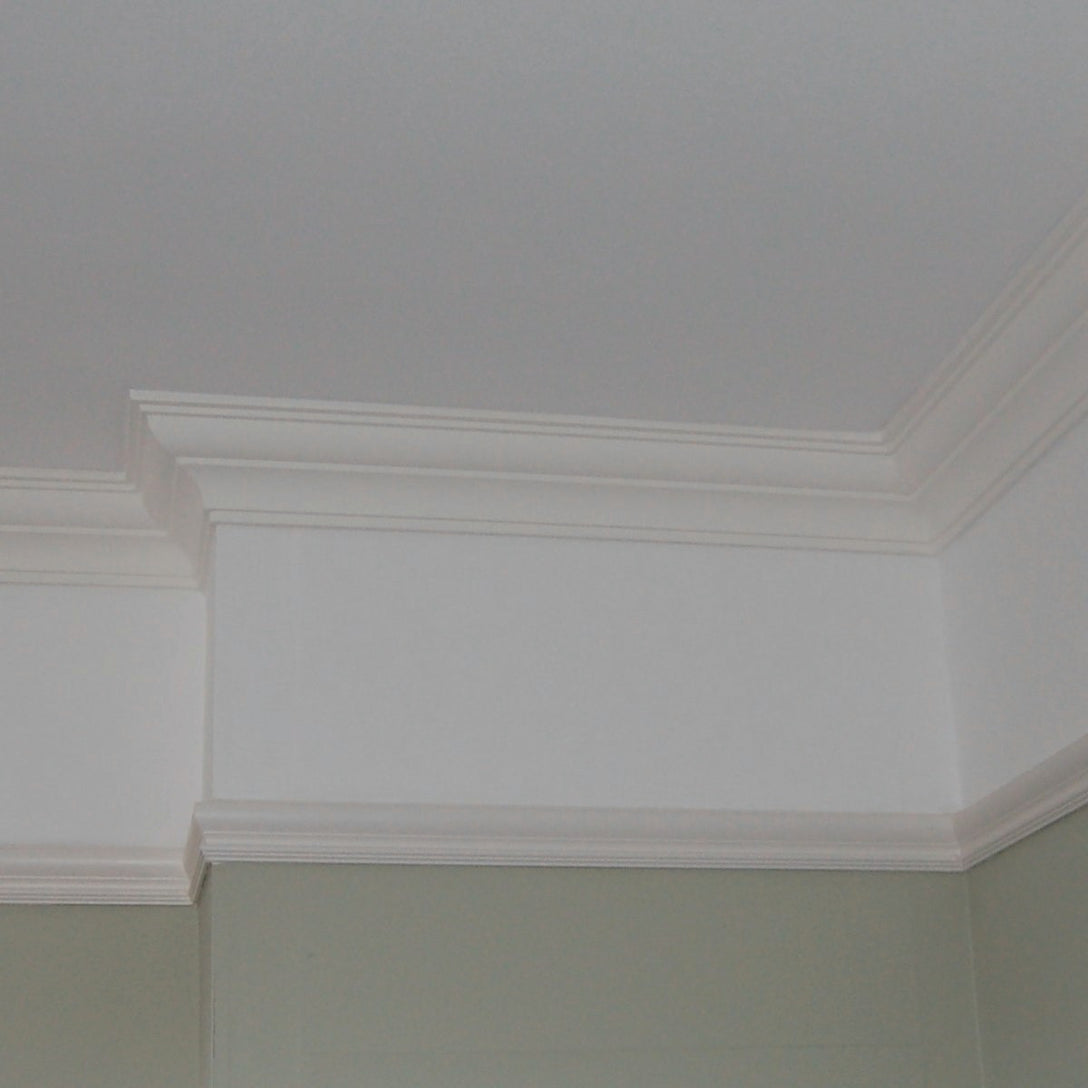 image shows victorian Plaster Coving fitted with picture rail 110mm 