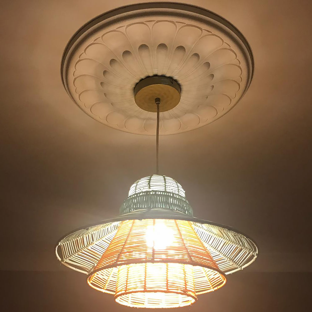 photo showing Art Deco Floral Plaster Ceiling Rose installed 500mm